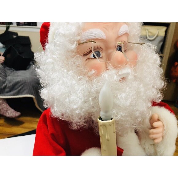 25” Santa’s Best Animated Santa Claus Figure w/ Candle Christmas Motionette Cord - Picture 7 of 7